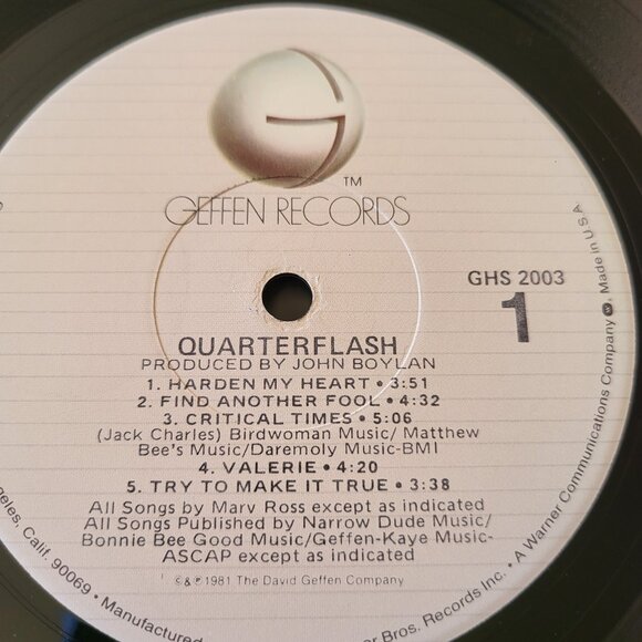 Quarterflash Self-Titled Vinyl LP 1981 Geffen Records GHS 2003 Pop Rock LP5 - Picture 6 of 9